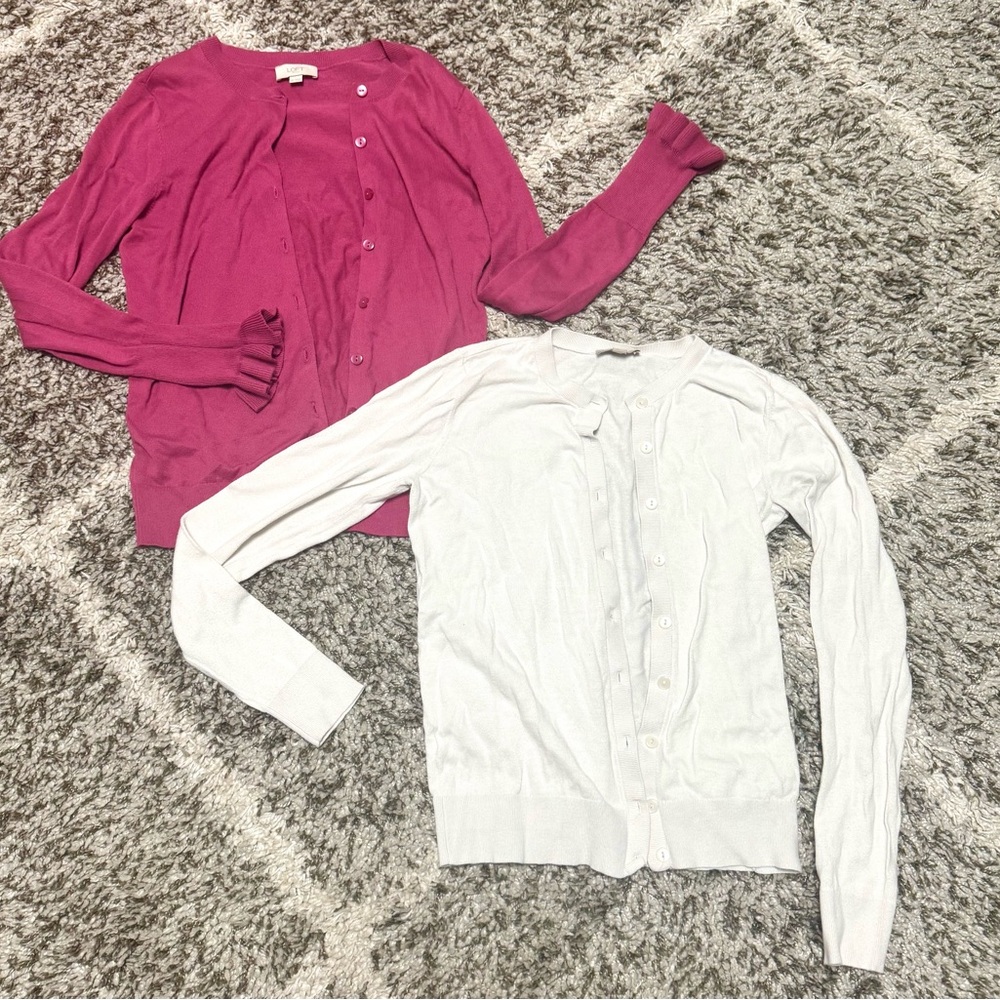 Pink and White Button-Up Cardigans